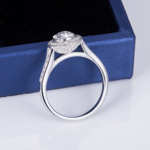 14K White Gold 0.82CT Round cut Lab Grown Diamond Ring For Women - 图片 4