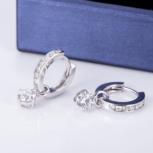 0.5ct round cut CVD HPHT lab grown diamond  woman 14k white gold earring - Image 4