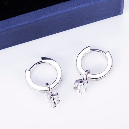0.5ct round cut CVD HPHT lab grown diamond  woman 14k white gold earring - Image 5