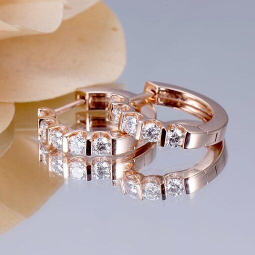 2.7mm CVD HPHT lab grown diamond  woman 14k rose gold fashion jewelry earrings - Image 2