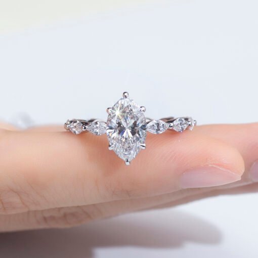 NewSeason Jewelry-1326 18K White Gold 2.0CT lab Grown Moissanite Diamond Jewelry Women Luxury Wedding Rings - 图片 2