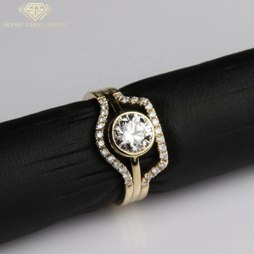 2023 New Arrival 14K Gold diamond ring Round VVS lab diamond Engagement Wedding Ring Set Jewelry For Women - 图片 6