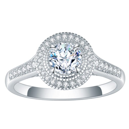 14K White Gold 0.82CT Round cut Lab Grown Diamond Ring For Women