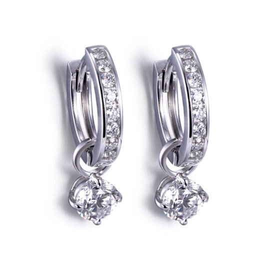 0.5ct round cut CVD HPHT lab grown diamond  woman 14k white gold earring