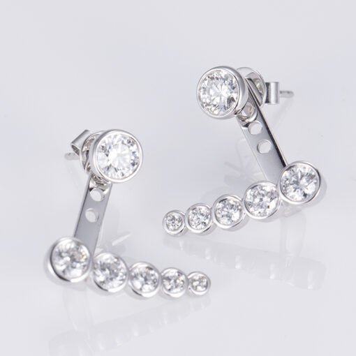 0.3ctX2 round cut CVD HPHT lab grown diamond 14k gold earrings women - Image 2