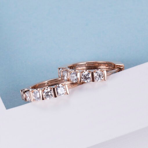2.7mm CVD HPHT lab grown diamond  woman 14k rose gold fashion jewelry earrings - Image 6