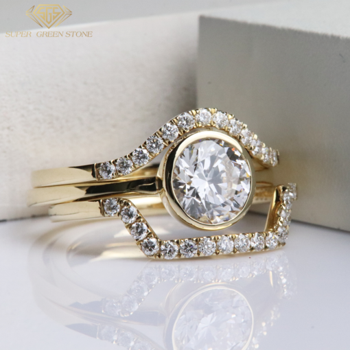 2023 New Arrival 14K Gold diamond ring Round VVS lab diamond Engagement Wedding Ring Set Jewelry For Women - 图片 4