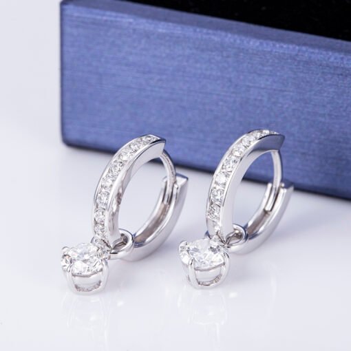 0.5ct round cut CVD HPHT lab grown diamond  woman 14k white gold earring - Image 3