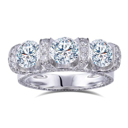 18K White Gold  Women 0.7CT X3 Round cut Lab Grown Diamond Ring for women