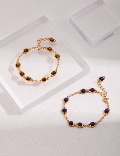 NewSeason Jewelrytiger-eye bracelet/sterling silver bracelet/niche accessories/chain length 16 3cm - 图片 3