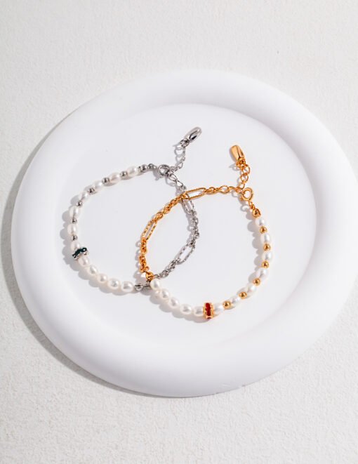 NewSeason JewelryChuan Liu series drip glazed cold style bracelet/pearl bracelet/sterling silver bracelet/chain length 16 3cm - 图片 6