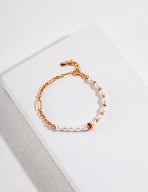 NewSeason JewelryChuan Liu series drip glazed cold style bracelet/pearl bracelet/sterling silver bracelet/chain length 16 3cm