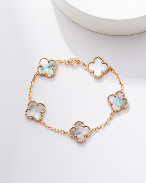 Van Cleef & Arpels Grey Mother-of-Pearl Flower Bracelet