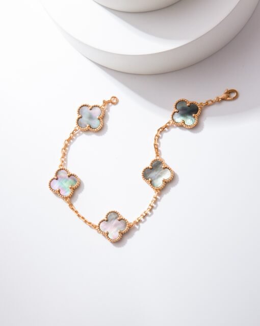Van Cleef & Arpels Grey Mother-of-Pearl Flower Bracelet - Image 9