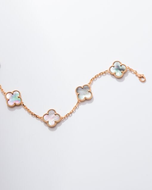 Van Cleef & Arpels Grey Mother-of-Pearl Flower Bracelet - Image 7