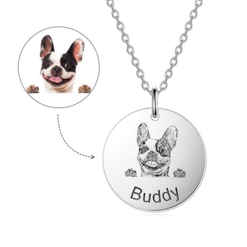 NewSeason Jewelry Engravable Disc Pet Portrait Necklace Personalized Custom Name Dog Memorial Shopify Fulfillment Dropshipping Agent - Image 7