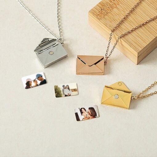 NewSeason Jewelry Engraved Envelope With Secret Message Pendant Necklace Custom Color Photo Open Locket Shopify Dropshipping Service - Image 3