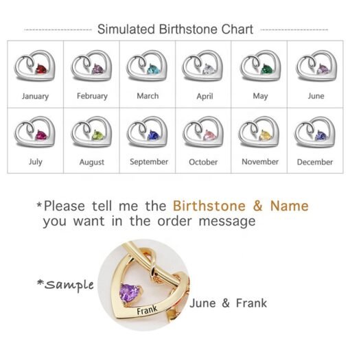 NewSeason Jewelry Curved Love Heart Birthstone Necklace Custom Engraved Pendant Shopify Fulfillment Agent Stainless Steel Woman - Image 3