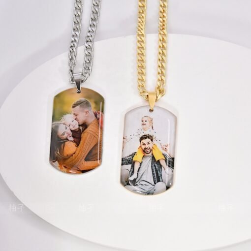 NewSeason Jewelry Custom UV Color Photo Dog Necklace Pendant Back Engraved Name Cuban Stainless Steel Unisex Shopify Dropshipping - Image 5