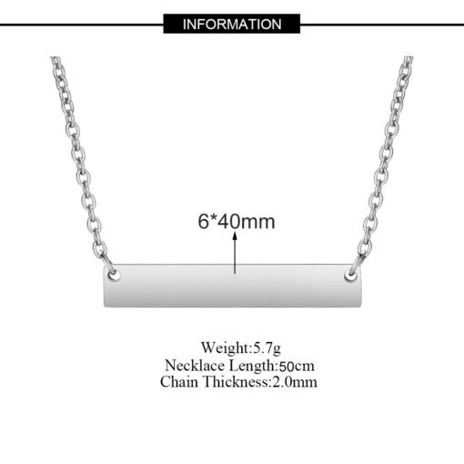 NewSeason Jewelry Engravable Horizontal Bar Pendant Necklace Custom Name Shopify Fulfillment Agent Women Men Stainless Steel - 图片 4