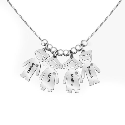 NewSeason Jewelry Family Kids Birthstone Charms Necklace Shopify Fulfillment Stainless Steel Jewelry Custom Children Name Engraved - Image 6