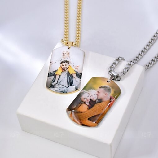 NewSeason Jewelry Custom UV Color Photo Dog Necklace Pendant Back Engraved Name Cuban Stainless Steel Unisex Shopify Dropshipping - Image 3