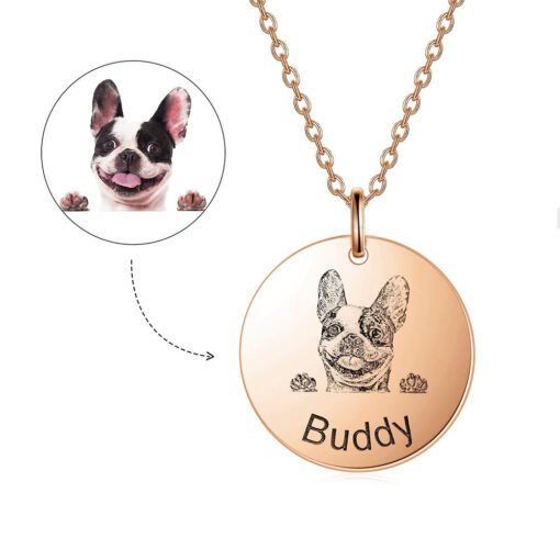 NewSeason Jewelry Engravable Disc Pet Portrait Necklace Personalized Custom Name Dog Memorial Shopify Fulfillment Dropshipping Agent - Image 6