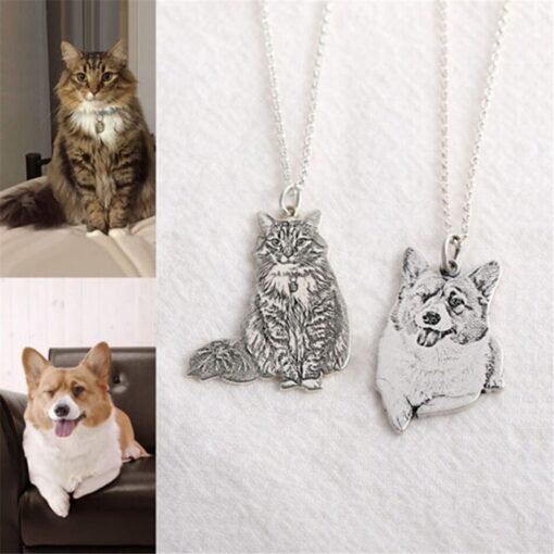 NewSeason Jewelry Custom Pet-shaped Pendant Necklace Stainless Steel Jewelry Dog Photo Portrait Sketch Memorial Shopify Dropship - Image 5