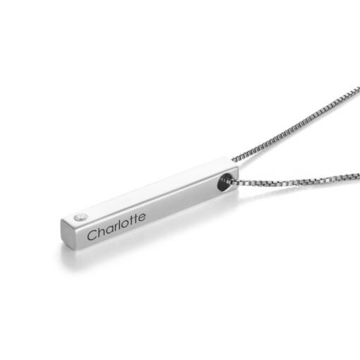 NewSeason Jewelry Color Birthstone Engraved 3D Bar Necklace Stainless Steel Jewelry Custom Name Shopify Fulfillment Mom Memorial - Image 6