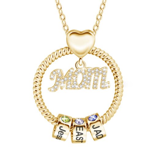 NewSeason Jewelry Mom Circle Ring Necklace Custom Engraved Bead Birthstone Name Shopify Fulfillment Memorial Jewelry Family - Image 8