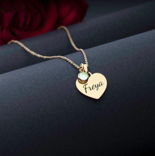 NewSeason Jewelry Custom Name Engraved Heart Birthstone Necklace Shopify Fulfillment Agent Stainless Steel Jewelry Meaningful Couples - Image 3