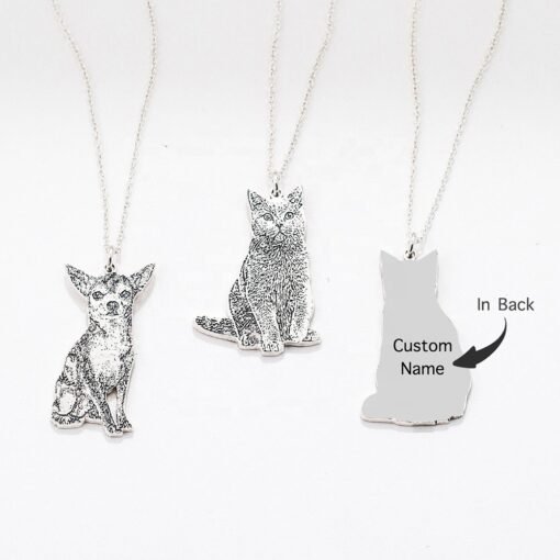 NewSeason Jewelry Custom Pet-shaped Pendant Necklace Stainless Steel Jewelry Dog Photo Portrait Sketch Memorial Shopify Dropship - Image 3