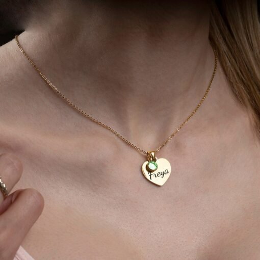 NewSeason Jewelry Custom Name Engraved Heart Birthstone Necklace Shopify Fulfillment Agent Stainless Steel Jewelry Meaningful Couples - Image 2