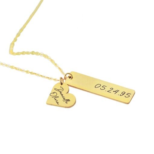 NewSeason Jewelry Personalized Heart Vertical Engraving Necklace Shopify Dropship Stainless Steel Women Jewelry Custom Nameplate - Image 4