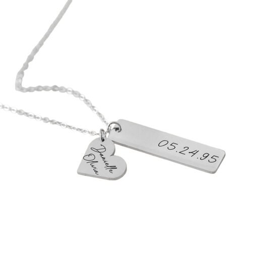 NewSeason Jewelry Personalized Heart Vertical Engraving Necklace Shopify Dropship Stainless Steel Women Jewelry Custom Nameplate - Image 6