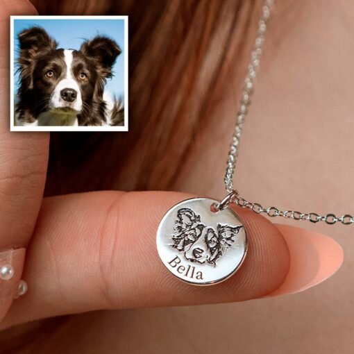 NewSeason Jewelry Tik-tok Hot Selling Custom Deep Engraving Pet Face Portrait Necklace Dog Name Shopify Fulfillment Dropship Agent