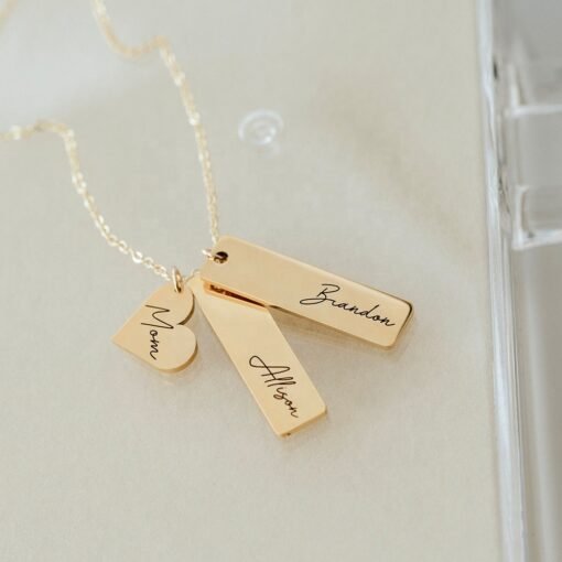 NewSeason Jewelry Personalized Heart Vertical Engraving Necklace Shopify Dropship Stainless Steel Women Jewelry Custom Nameplate - Image 3
