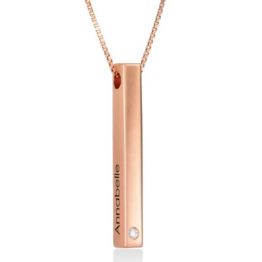 NewSeason Jewelry Color Birthstone Engraved 3D Bar Necklace Stainless Steel Jewelry Custom Name Shopify Fulfillment Mom Memorial - Image 5