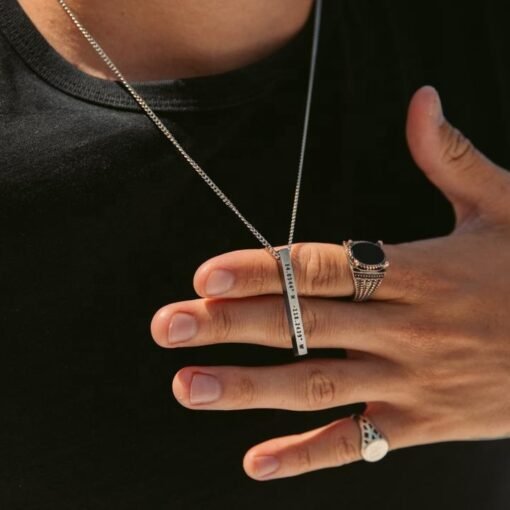 NewSeason Jewelry Engraved 3D Bar Necklace 304 Stainless Steel Men Jewelry Personalized Custom Name Shopify Dropshipping Fulfillment - Image 5
