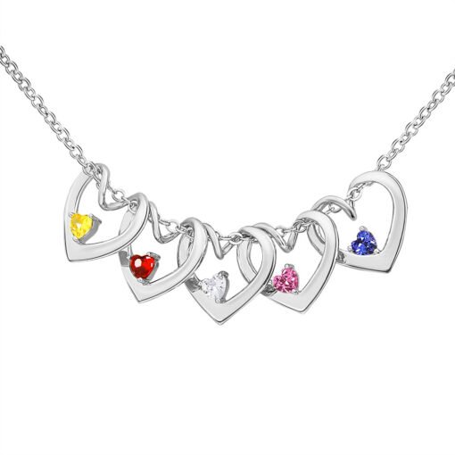 NewSeason Jewelry Curved Love Heart Birthstone Necklace Custom Engraved Pendant Shopify Fulfillment Agent Stainless Steel Woman - Image 6