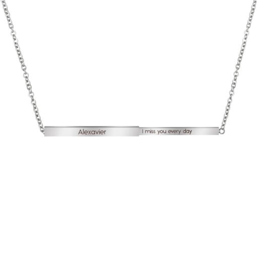 NewSeason Jewelry Custom Engraved Name Necklace Horizontal Pull-Out Stainless Steel Bar Shopify Fulfillment Agent Women Men - 图片 6