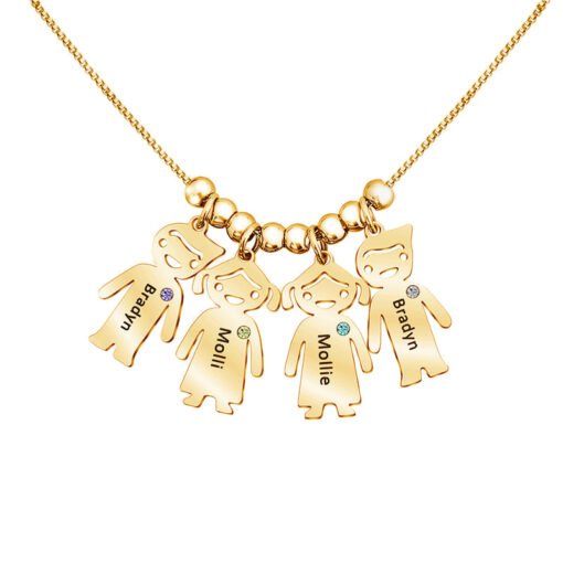 NewSeason Jewelry Family Kids Birthstone Charms Necklace Shopify Fulfillment Stainless Steel Jewelry Custom Children Name Engraved - Image 7