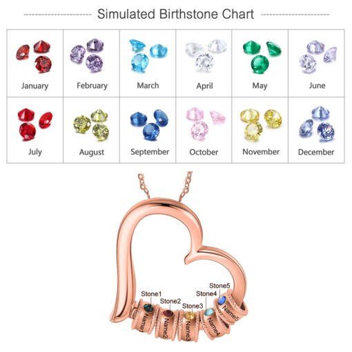 NewSeason Jewelry Heart Shape Birth Stone Necklace Custom Engraved Beads Name Shopify Fulfillment Agent Women Stainless Steel - Image 8