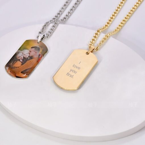 NewSeason Jewelry Custom UV Color Photo Dog Necklace Pendant Back Engraved Name Cuban Stainless Steel Unisex Shopify Dropshipping - Image 4