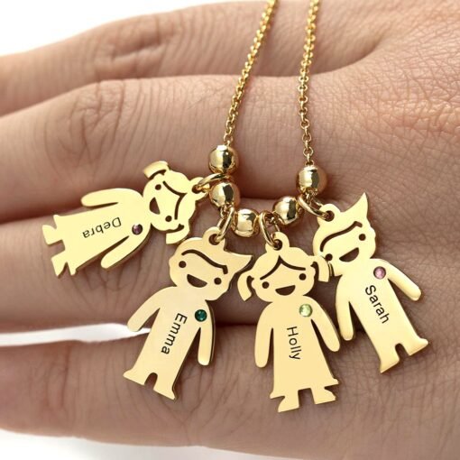 NewSeason Jewelry Family Kids Birthstone Charms Necklace Shopify Fulfillment Stainless Steel Jewelry Custom Children Name Engraved - Image 5