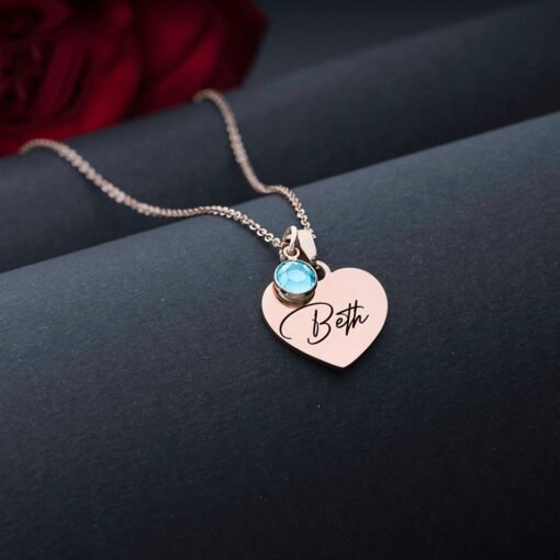 NewSeason Jewelry Custom Name Engraved Heart Birthstone Necklace Shopify Fulfillment Agent Stainless Steel Jewelry Meaningful Couples - Image 4