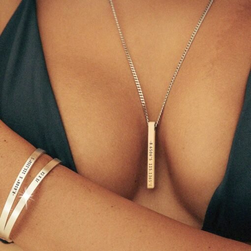 NewSeason Jewelry Engraved 3D Bar Necklace 304 Stainless Steel Men Jewelry Personalized Custom Name Shopify Dropshipping Fulfillment - Image 3