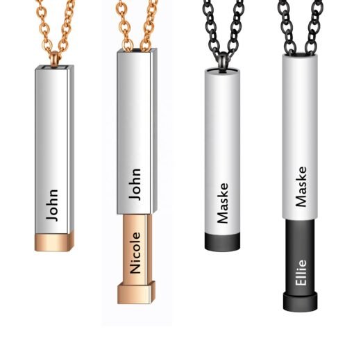 NewSeason Jewelry Women Men Hidden Message Telescopic Bar Necklace Custom Engraved Name Shopify Fulfillment Stainless Steel