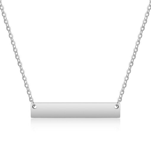 NewSeason Jewelry Engravable Horizontal Bar Pendant Necklace Custom Name Shopify Fulfillment Agent Women Men Stainless Steel - 图片 6