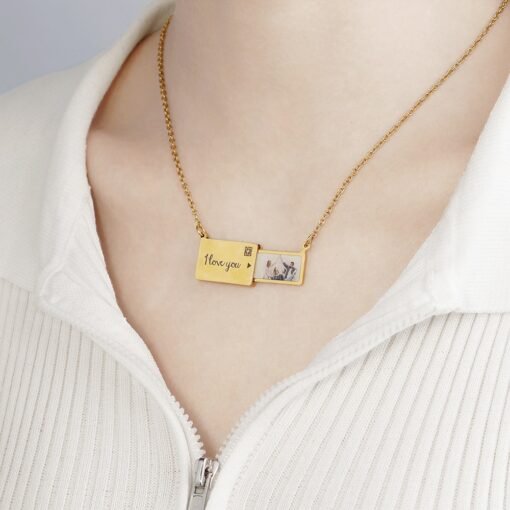 NewSeason Jewelry Custom Color Photo Pull-out Envelope Necklace Pendant Engraved Shopify Fulfillment Stainless Steel Locket - Image 5
